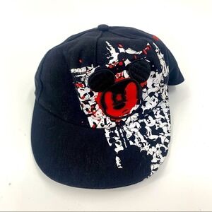 Disney Parks Mickey Mouse Youth Baseball Cap Black Red Graphic Collage Hat